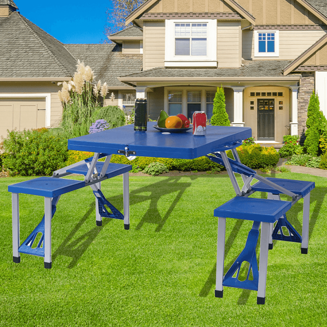 Aluminum Picnic Camping Foldable Table Bench Seat Outdoor Portable Folding 4-Seats - MRSLM