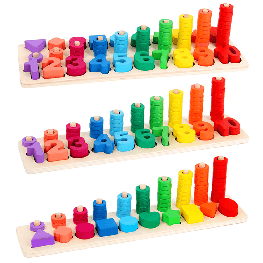 Children Wooden Montessori Materials Learning to Count Numbers Matching Digital Shape Match Early Education Teaching Math Toys - MRSLM