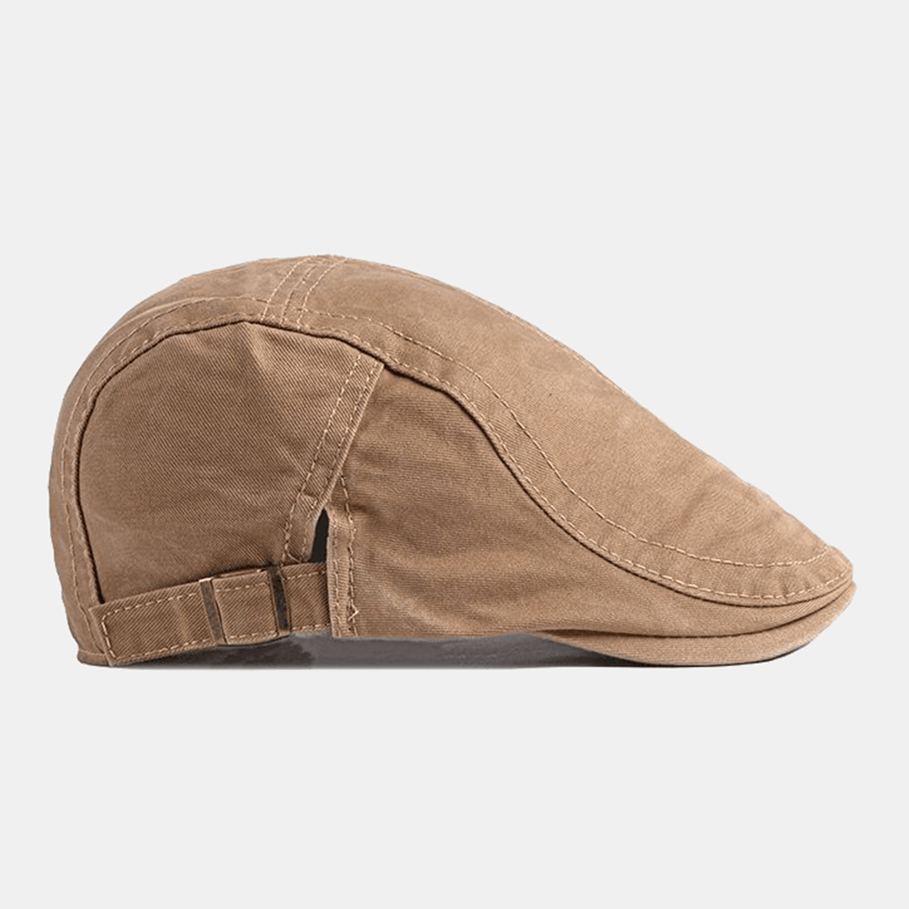 Men Cotton Short Brim Adjustable British Retro Forward Hat Beret Cap - MRSLM