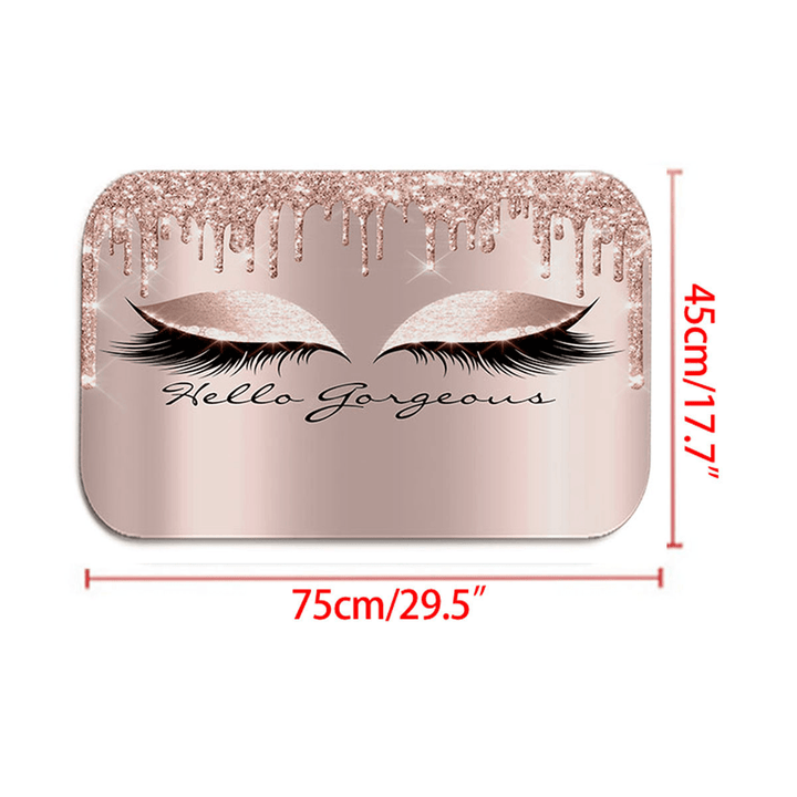 Girly Rose Gold Eyelash Makeuo Shower Curtain Bath Curtain Set Spark Rose Drip Bathroom Curtain Eye Lash Beauty Salon Mat Set - MRSLM