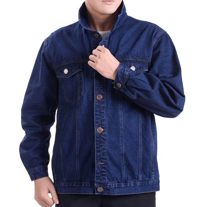 Mens Cotton Welder Anti-Static Tooling Overalls Turn down Collar Denim Coats - MRSLM