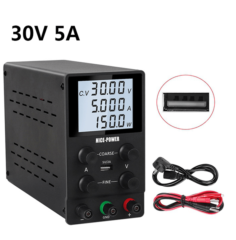 NICE-POWER 0-30V 0-5A Adjustable Lab Switching Power Supply DC Laboratory Voltage Regulated Bench Digital Display Power Supplies - MRSLM