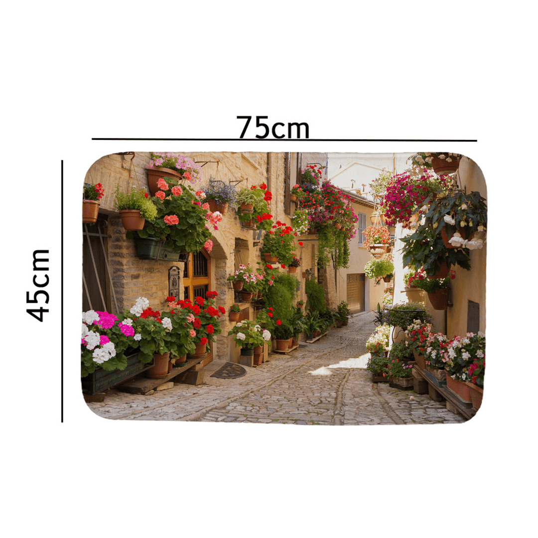 Bath Waterproof Flower Garden Shower Curtain Bathroom Toilet Seat Cover Mat - MRSLM