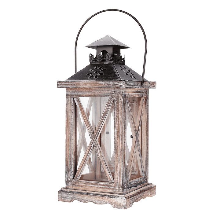 Vintage Tea Light Wooden Candle Holder Moroccan Hanging Iron Lantern Home Decor - MRSLM