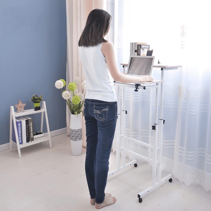 Mobile Standing Desk Computer Laptop Desk Sit-Stand Writing Study Table Workstation with Computer Case Rack - MRSLM