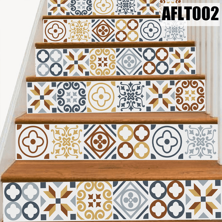 6PCS Stair Step Decals Stickers Stair Riser Decals Tile Backsplash Contact Paper - MRSLM