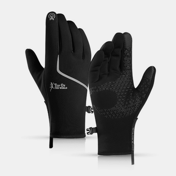 Unisex Diving Cloth Screen-Touchable Riding Climbing Skiing Warm plus Velvet Zipper Gloves - MRSLM