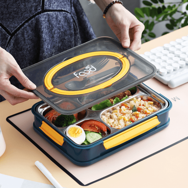 3/4-Grid Bento Box Large Capacity Students Lunch Box Eco-Friendly Leakproof 1000Ml Food Container for Outdoor Camping Travel Picnic - MRSLM