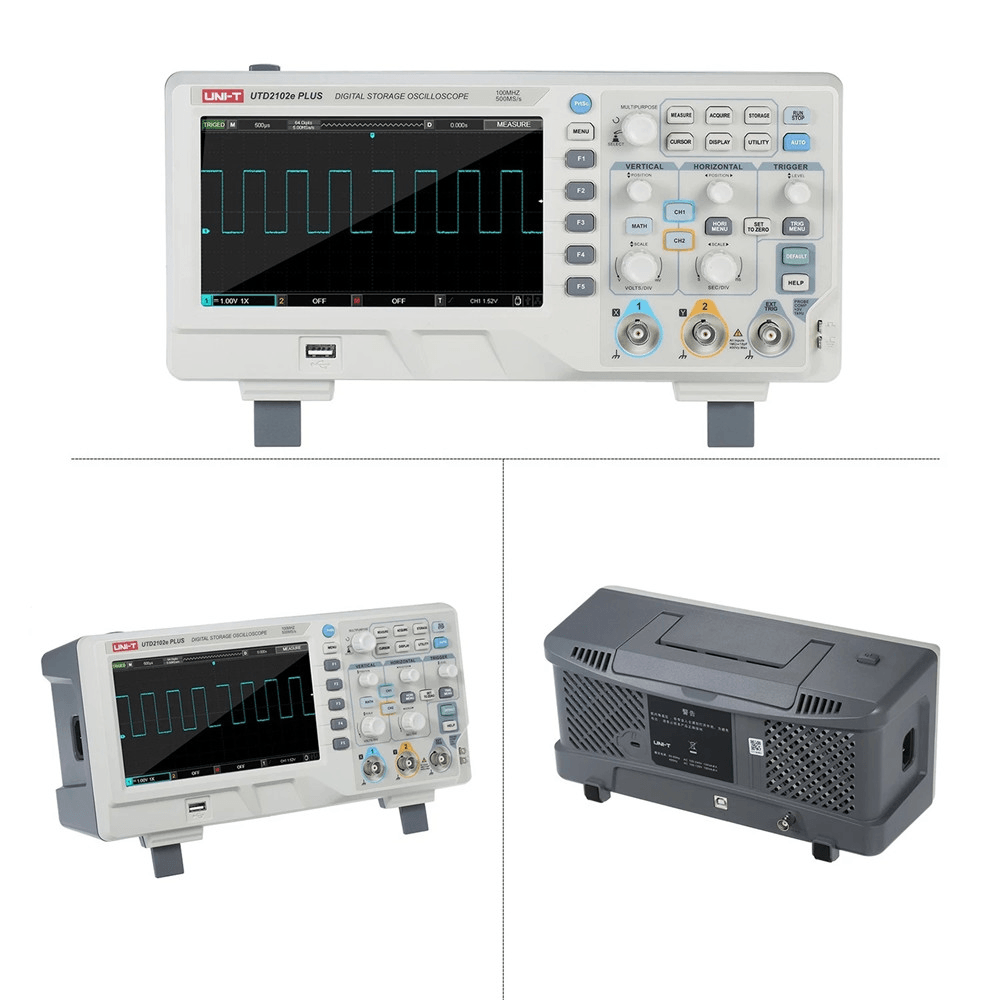 UNI-T Utd2102E plus Digital Oscilloscope with 7-Inch LCD Display Scopemeter with 100Mhz Bandwidth 2 Channels 500MS/S Real Time Sample Rate 64Kpts Depth Storage - MRSLM