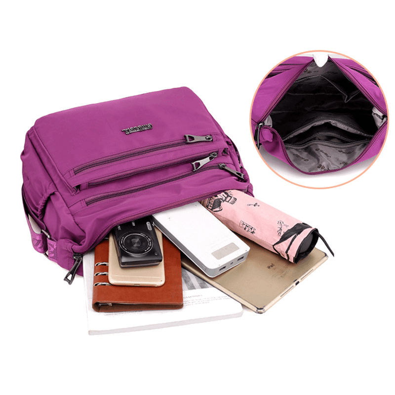 Women Nylon Light Shoulder Bags Multi Pockets Crossbody Bag - MRSLM