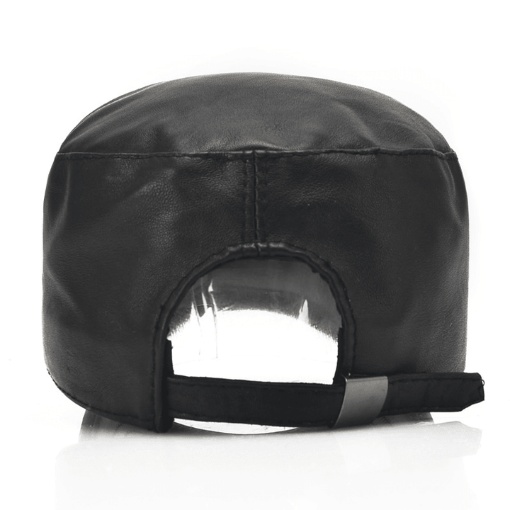 Single-Leather Thin Casual Shopping Flat Top Hat - MRSLM