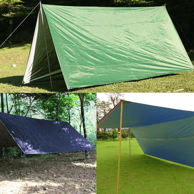 Ipree® 160X200Cm/300X300Cm 210T Portable Lightweight Outdoor Awning Camping Tent Tarp Shelter Hammock Cover Waterproof Rain Tarp Shelter Tent Sunshade with Bag - MRSLM