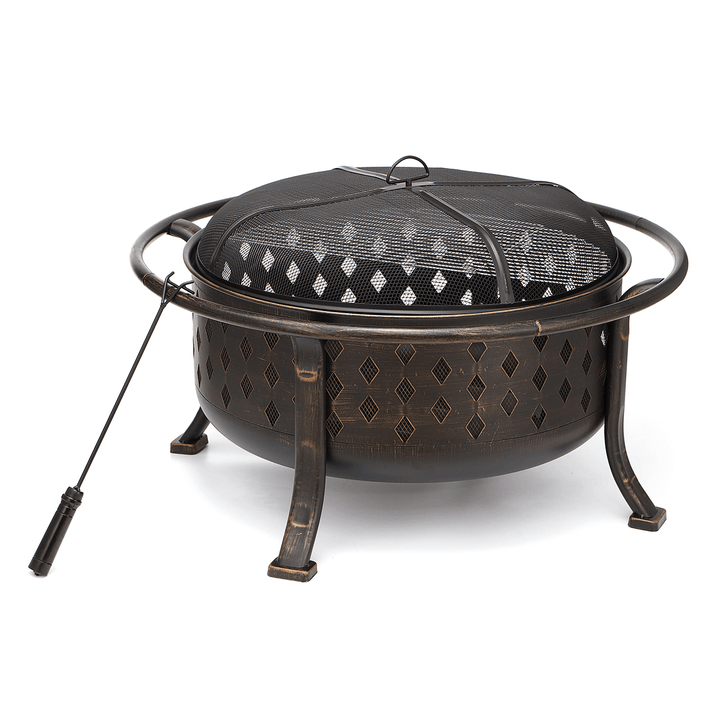 36Inch Wood Burning Fire Pits BBQ Grill Steel Cooking Grid Stove Outdoor Bonfire Patio Camping Garden - MRSLM