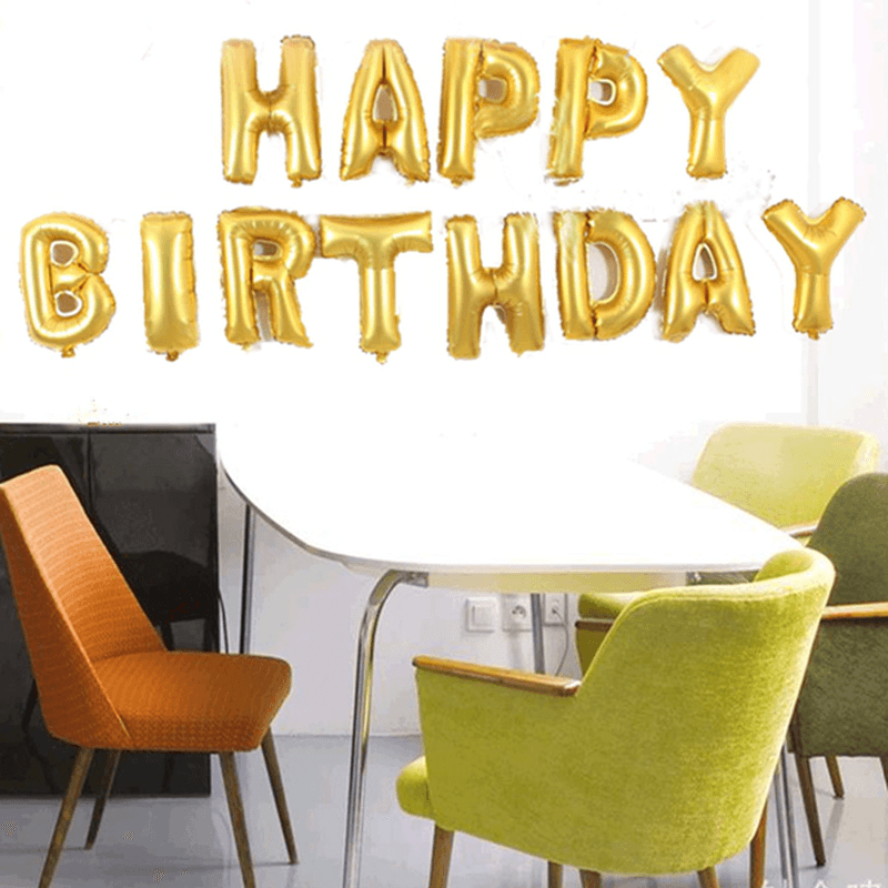 16 Inch Golden Foil Alphabet Balloons Letters Happy Birthday Party Decor - MRSLM