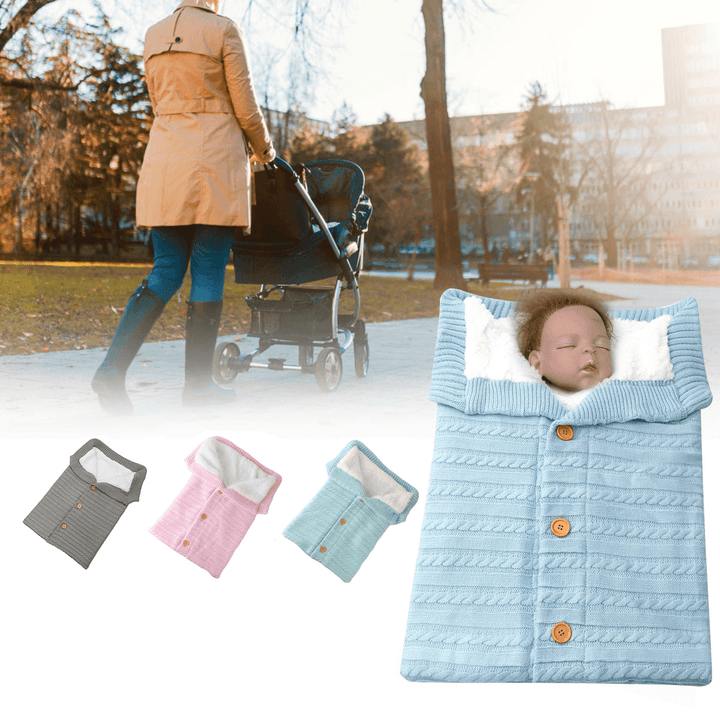 Baby Stroller Sleeping Bag Warm Knitting Soft Sleeping Blanket Outdoor Windproof Cold-Proof - MRSLM