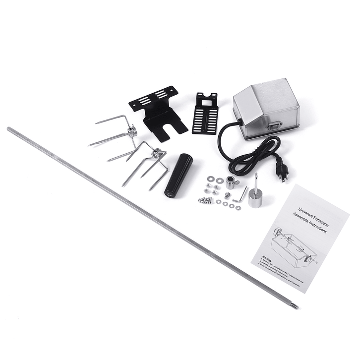 4W Stainless Steel Rotisserie BBQ Grill Roaster Spit Rod BBQ Tools Set Camping Charcoal Kits - MRSLM