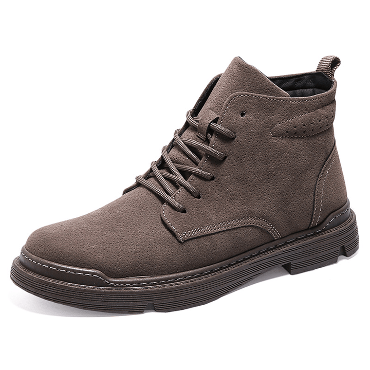 Men Retro Simple Microfiber Leather Non Slip Casaul Tooling Ankle Boots - MRSLM