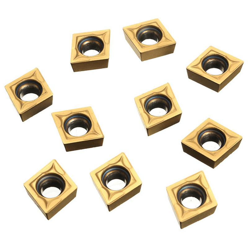 Drillpro 10Pcs CCMT09T304 CCMT32.5 Carbide Insert for Lathe SCLCR Turning Tool Holder - MRSLM