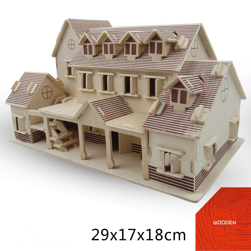 Small Wooden House 3D Fight Children'S Building Block Toy Intelligence Development - MRSLM