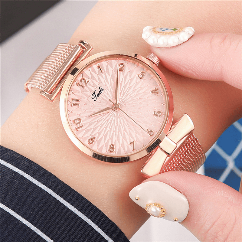 Simple Elegant Women Watch Full Alloy Band Unique Design Dial Adjustable Clasp Quartz Watch - MRSLM