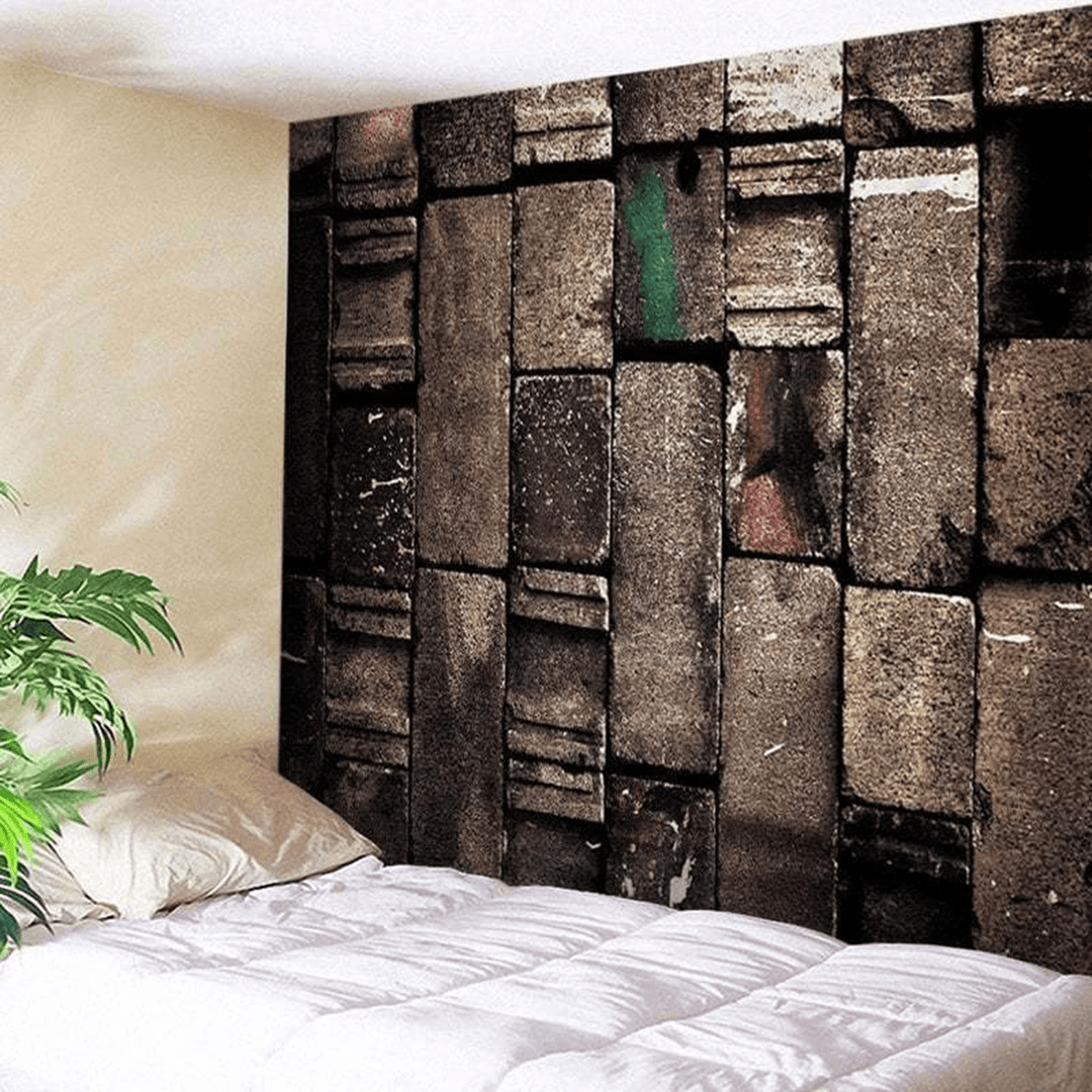 Hanging Tapestry Retro Art 3D Brick Stone Printed Bedroom Home Dorm Wall Decorations - MRSLM