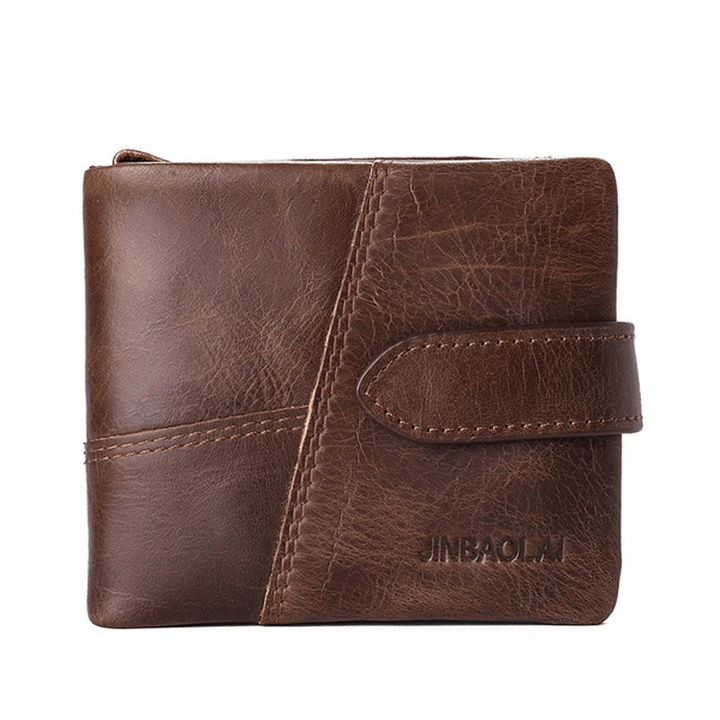 JINBAOLAI Men Genuine Leather Vintage Wallet Multicard Slots Card Holder Purse - MRSLM