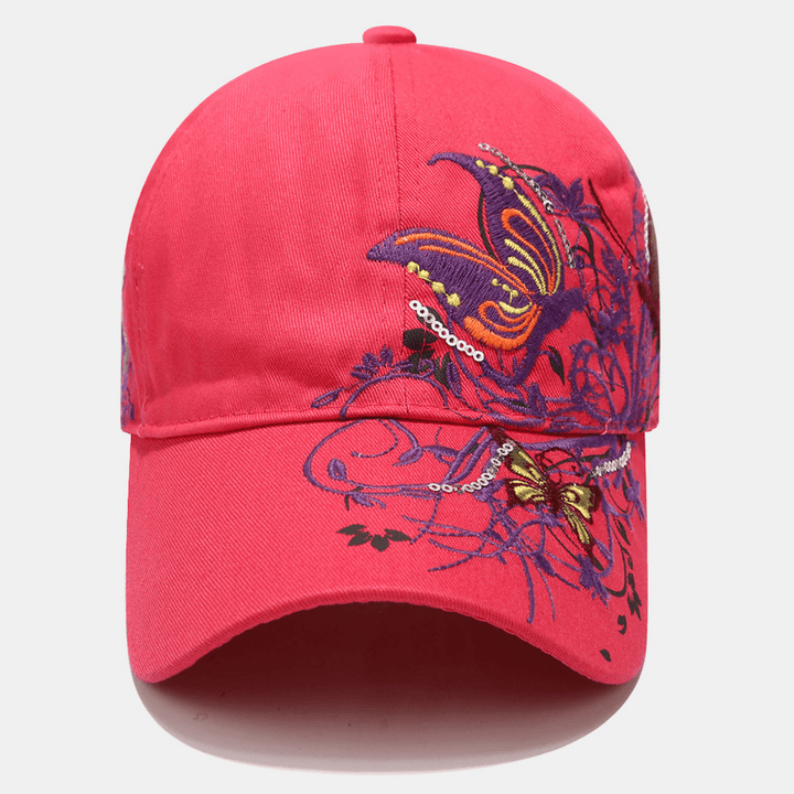 Women Sunscreen Sun Hat Fashion Butterfly Embroidery Duck Hat Baseball Cap - MRSLM