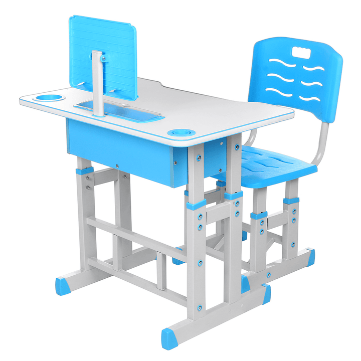 Children'S Study Desk Chair Set Ergonomic Height Adjustable Student Study Table Chair with Book-Stand Girls Boys Storage Drawer Writing Desk - MRSLM