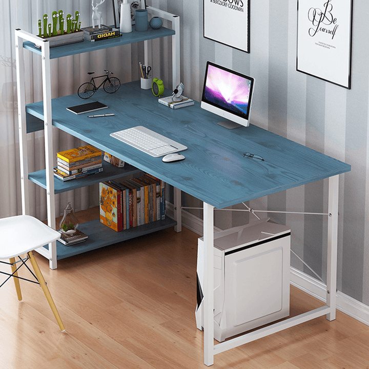 Computer Laptop Desk Writing Study Table Bookshelf Storage Rack Desktop Workstation with Storage Shelves Home Office Furniture - MRSLM