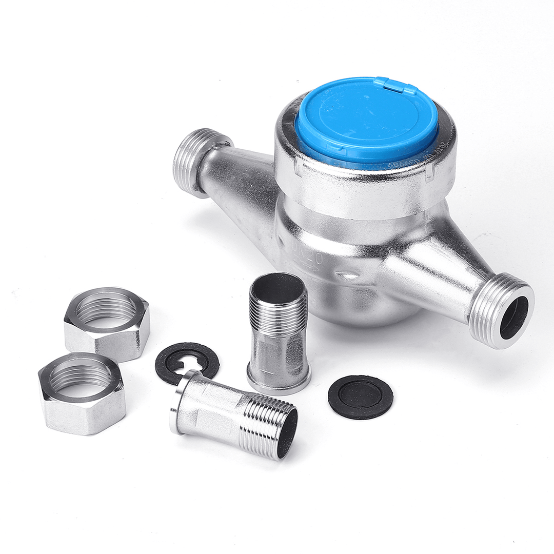 15/20Mm Steel Wet Cold Water Flow Meter Measuring Tap Table Counter Home Garden Tools - MRSLM