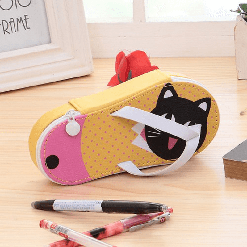 Cute Fruit Flip-Flops Creative Slippers Pencil Bag School Office Stationery Supplies Pencil Case - MRSLM