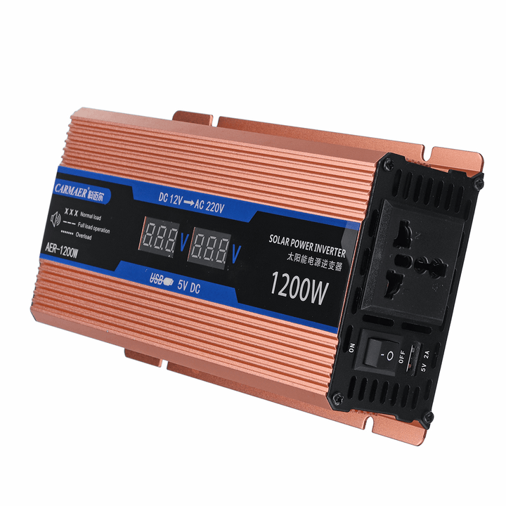 2 LED Dispaly 1200W Peak Intelligent Power Converter Car Inverter Power Supply Inverter for Car/Househould - MRSLM