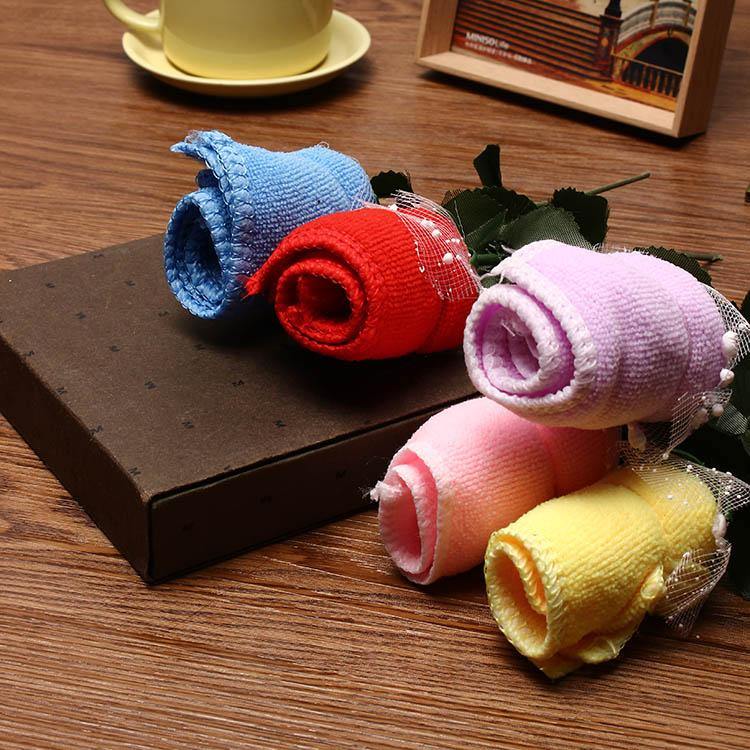 20x20cm Mircrofibre Rose Flower Water Absorbtion Towel Festival Valentine Birthday Wedding Gifts - MRSLM