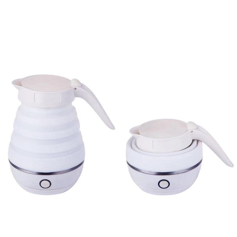 Foldable Kettle Stainless Steel Electric Silicone Kettle Traveller Kettle Portable (White US 220V) - MRSLM