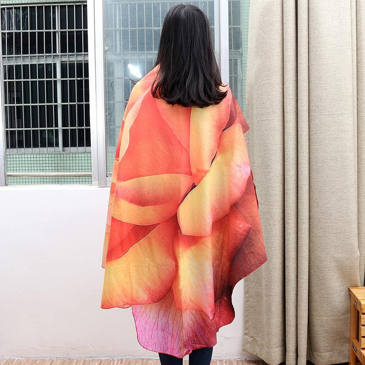 Honana WX-89 147cm 3D Simulation Rose Beach Towel Mat Romantic Women Shawl Bed Sheet Tapestry - MRSLM