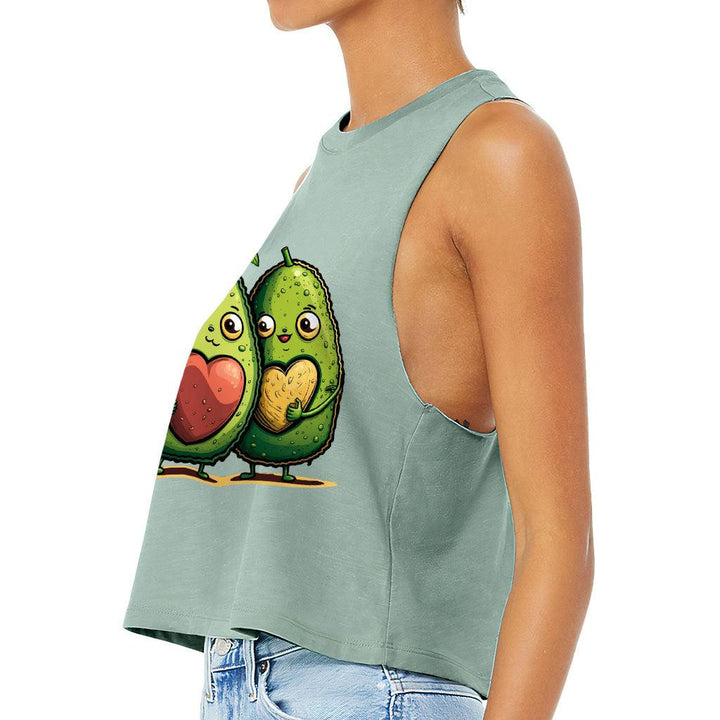 Avocado Racerback Cropped Tank - Love Couple Women's Tank - Graphic Tank Top - MRSLM