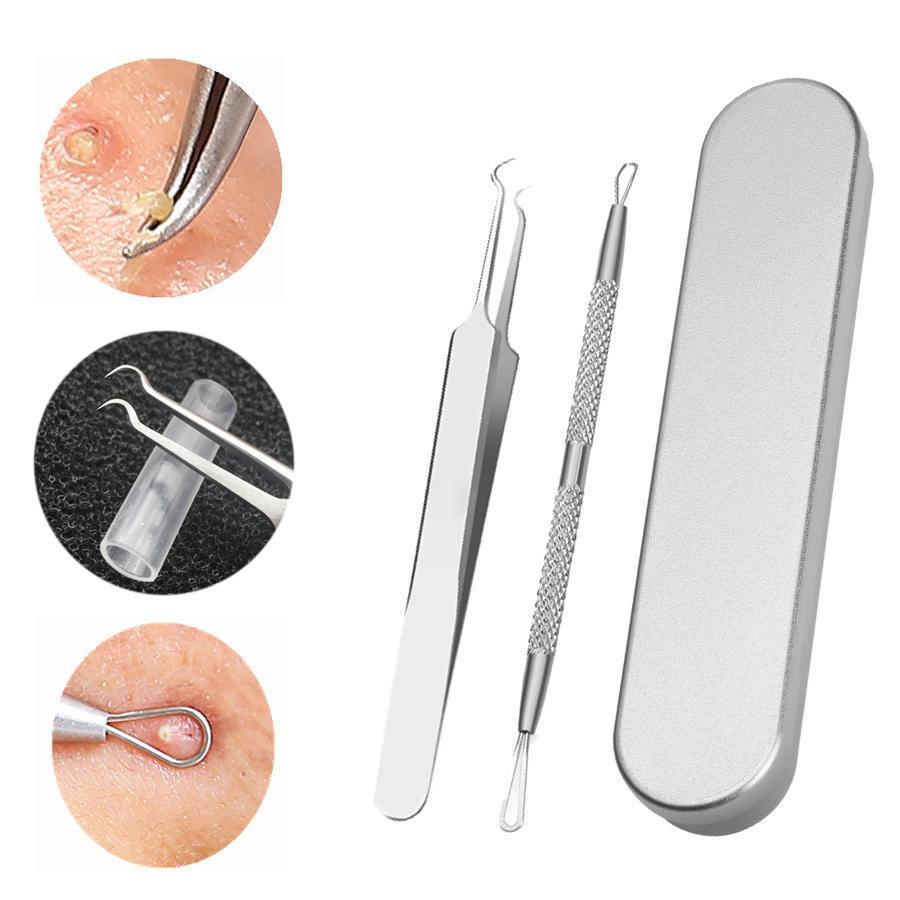 KC-MZ666 Multipurpose Blackhead Extractor Tools Kit Pimples Acne Splinter Remover Tweezers - MRSLM