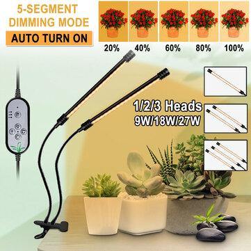 2/3/4 Heads 5730 USB LED Plant Grow Light Dimmable Timer 360° Flexible Clip Hydroponic Garden Desk Tube Lamp - MRSLM