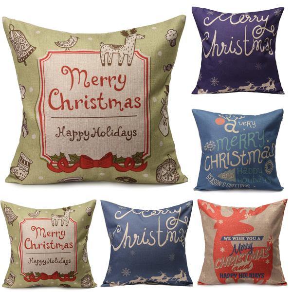 Christmas Letters Throw Pillow Case Square Sofa Office Cushion Cover Home Decor - MRSLM