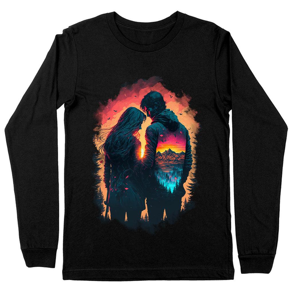 Nature Print Long Sleeve T-Shirt - Couple T-Shirt - Art Long Sleeve Tee - MRSLM