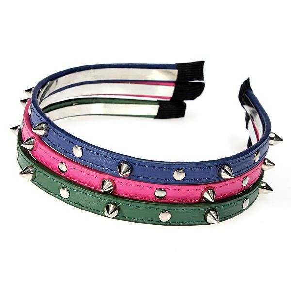 Fashion Punk Headbrand Bow Spike Rivets Studded Hair Band Unisex - MRSLM