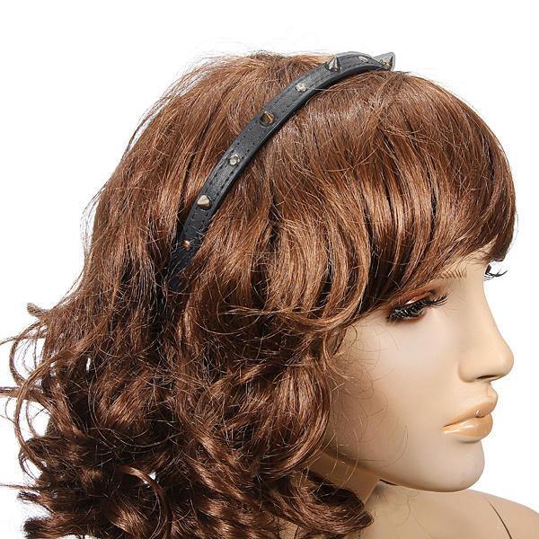 Fashion Punk Headbrand Bow Spike Rivets Studded Hair Band Unisex - MRSLM