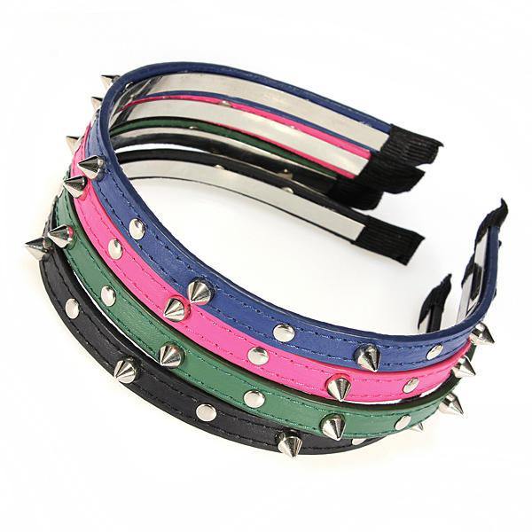 Fashion Punk Headbrand Bow Spike Rivets Studded Hair Band Unisex - MRSLM