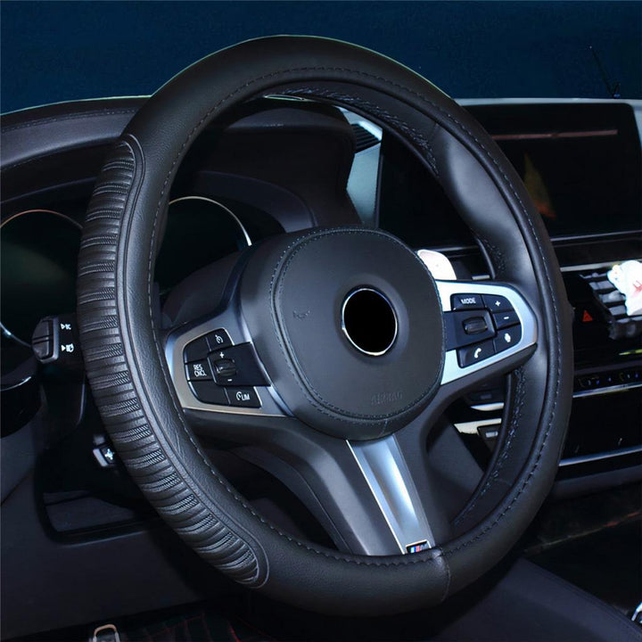 Black Stitched Steering Wheel Cover - MRSLM