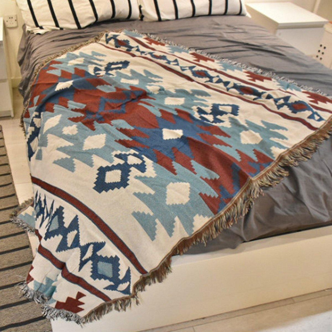 Retro Navajo American-Style Geometric Popcap Upholstery Leisure Carpet Air Conditioning Sofa Blankets (1) - MRSLM