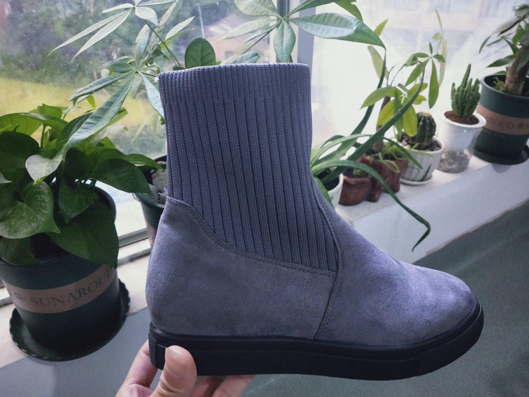 New style female student knitted wool tube Martin boots - MRSLM