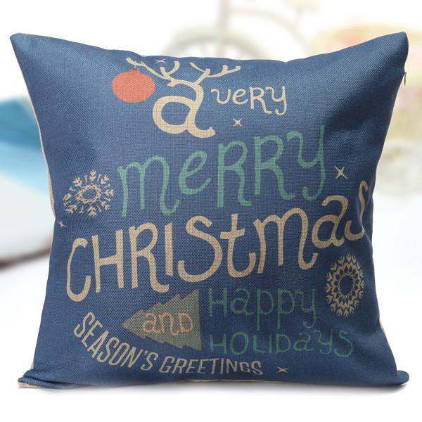 Christmas Letters Throw Pillow Case Square Sofa Office Cushion Cover Home Decor - MRSLM