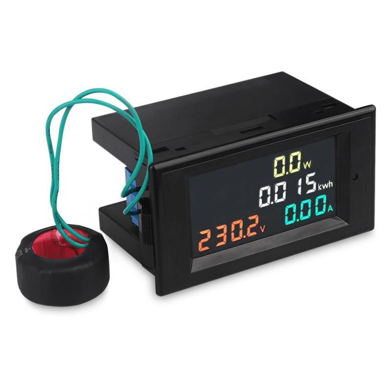 D69-2049 4 in 1 AC Voltmeter Ammeter Power Energy Meter AC 80.0-300.0V/AC 200.0-450.0 V 0.01-100A HD Color Screen 180 Degrees LED - MRSLM