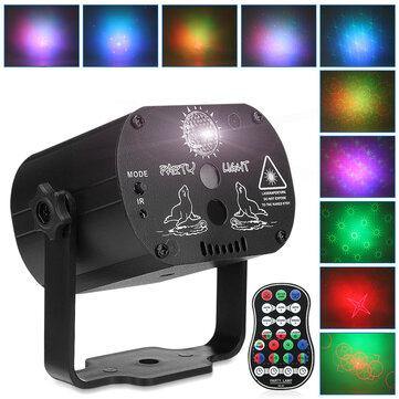 RGB LED Sound Activated Stage Lighting Laser Projector Disco DJ Club Party Lamp - MRSLM