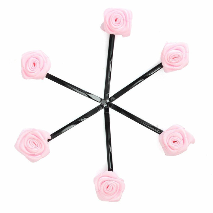 6pcs Rose Flowers Hair Pins Grips Clips Accessories for Wedding Party - MRSLM